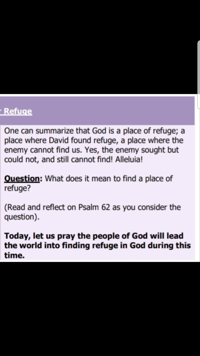 GOD IS OUR REFUGE! TODAY, WE PRAY THAT THE PEOPLE OF GOD WILL LEAD THE WORLD INTO FINDING REFUGE IN GOD DURING THIS CRISIS. 

PLEASE POST A SENTENCE PRAYER BELOW, AND INVITE YOUR FAMILY & FRIENDS TO DO LIKEWISE, AS WE JOIN IN PRAYER. #ChainofPrayer #GodIsOurRefuge #SpiritualFood