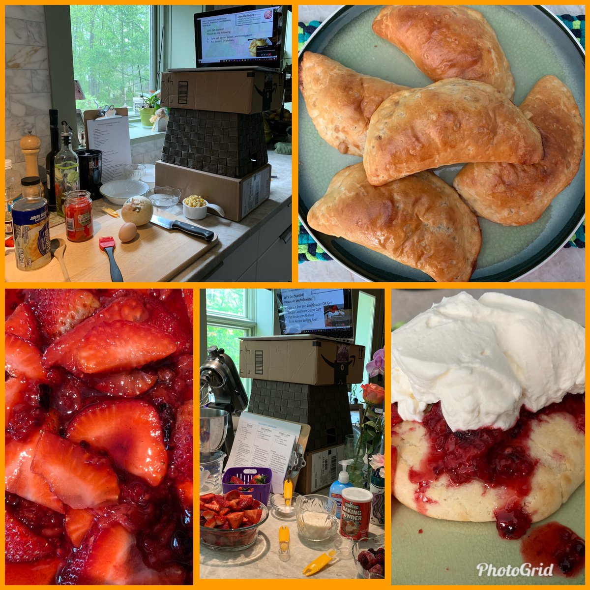 This week’s menu @CBUnamiMS #FCS live class meetings thanks to @MicrosoftTeams. Argentinean Corn #empanadas and #strawberryshortcakes with fresh berry sauce and homemade whipped cream. My family hopes I never stop #distancelearning. @chad_watters