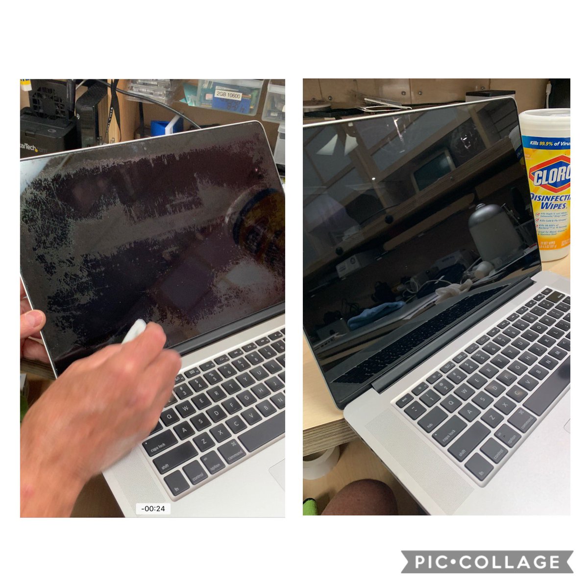 TheTechToyStore's tweet image. Beware.  Clorox cleaning wipes will remove the coating on your retina display.  In the bright side: If you already have damage this is a great way to renew your screen.