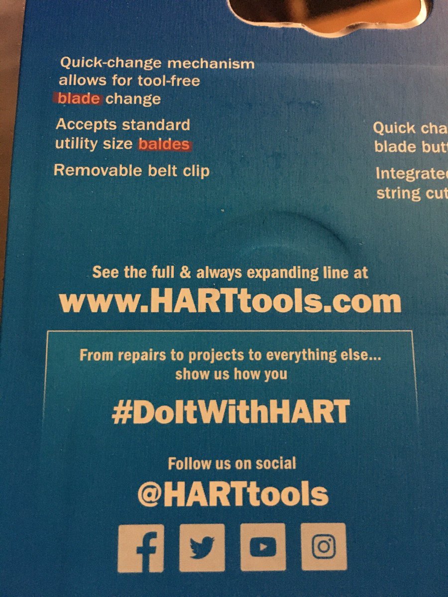 Visaliavmp's tweet image. Uh oh we’ve got a typo 😖 still love the blades tho💙 @harttoolsusa #DoItWithHART