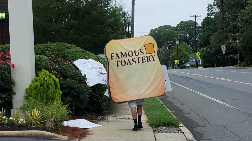 AdamsFamilyTzus's tweet photo. We saw a lot of things on our big walk this am. Including a giant piece of toast with legs. #toast #breakfast #QuarantineLife #quarantinewalks #dogsinquarantine https://t.co/lAC4jDGlfi