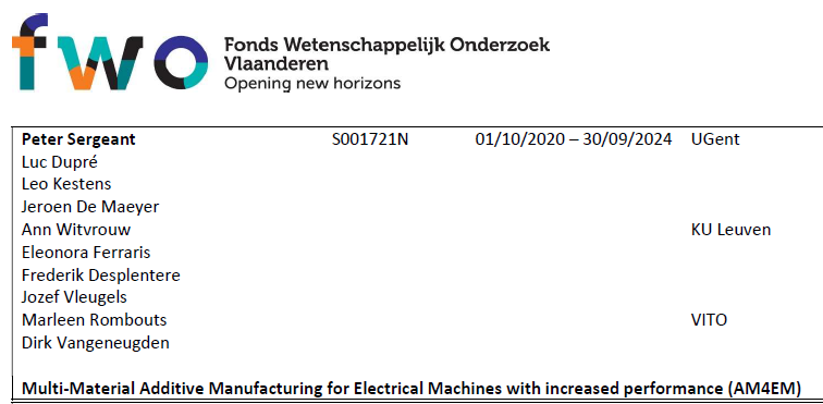 Very enthousiastic &amp; honered about today's news:  
<a href="/FWOVlaanderen/">FWO</a> grants our SBO project about #additivemanufacturing for increasing the performance of #electricmachines. <a href="/ugent/">UGent</a> <a href="/KU_Leuven/">KU Leuven</a> &amp; <a href="/VITObelgium/">VITO</a> (@SIM in support) working together on #Ind40, labs are part of @FlandersMake