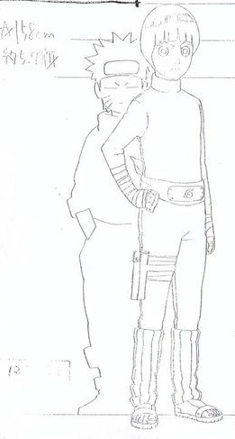Found a model sheet of Rock Lee with this to-scale drawing of nart........ and omg it might be the cutest thing i've ever seen 