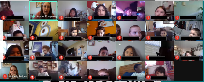 KimHazelRudden's tweet photo. We had another fun Google Meet today for @ccsd21twain  K/1st graders. We read "Potato Pants" by @LKellerBooks. We also had a special guest, @amber_companey, who led us in a fun scavenger hunt! 🙂🔍📚 #21Learns https://t.co/T3ZwKoNEdI