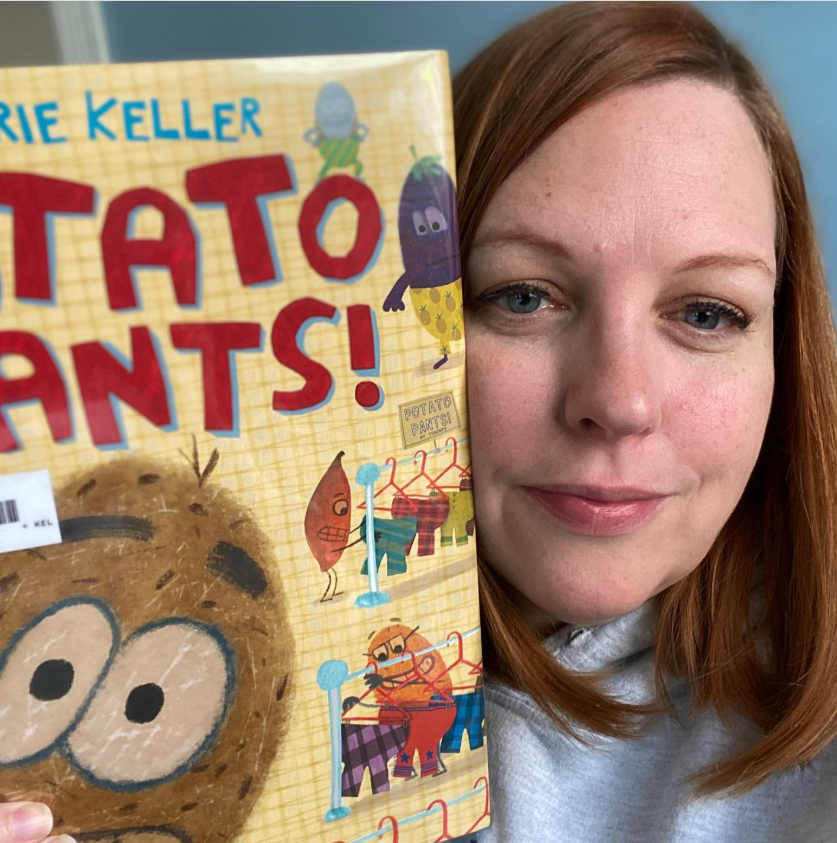 KimHazelRudden's tweet photo. We had another fun Google Meet today for @ccsd21twain  K/1st graders. We read "Potato Pants" by @LKellerBooks. We also had a special guest, @amber_companey, who led us in a fun scavenger hunt! 🙂🔍📚 #21Learns https://t.co/T3ZwKoNEdI
