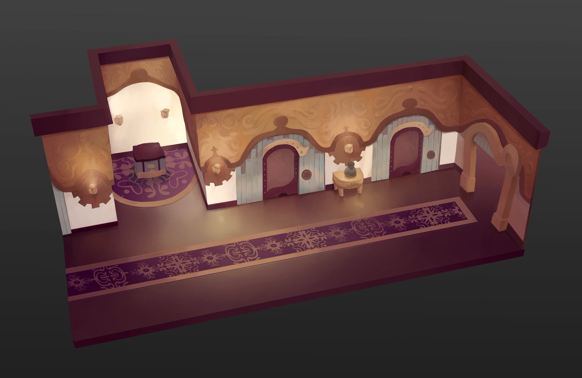 Ringarune's tweet photo. Hotel concept art for Wiltune. The lobby was especially fun to design, gotta love moon pools 💖 
#conceptart #gameart #gamedev https://t.co/OBo1eyUZWx