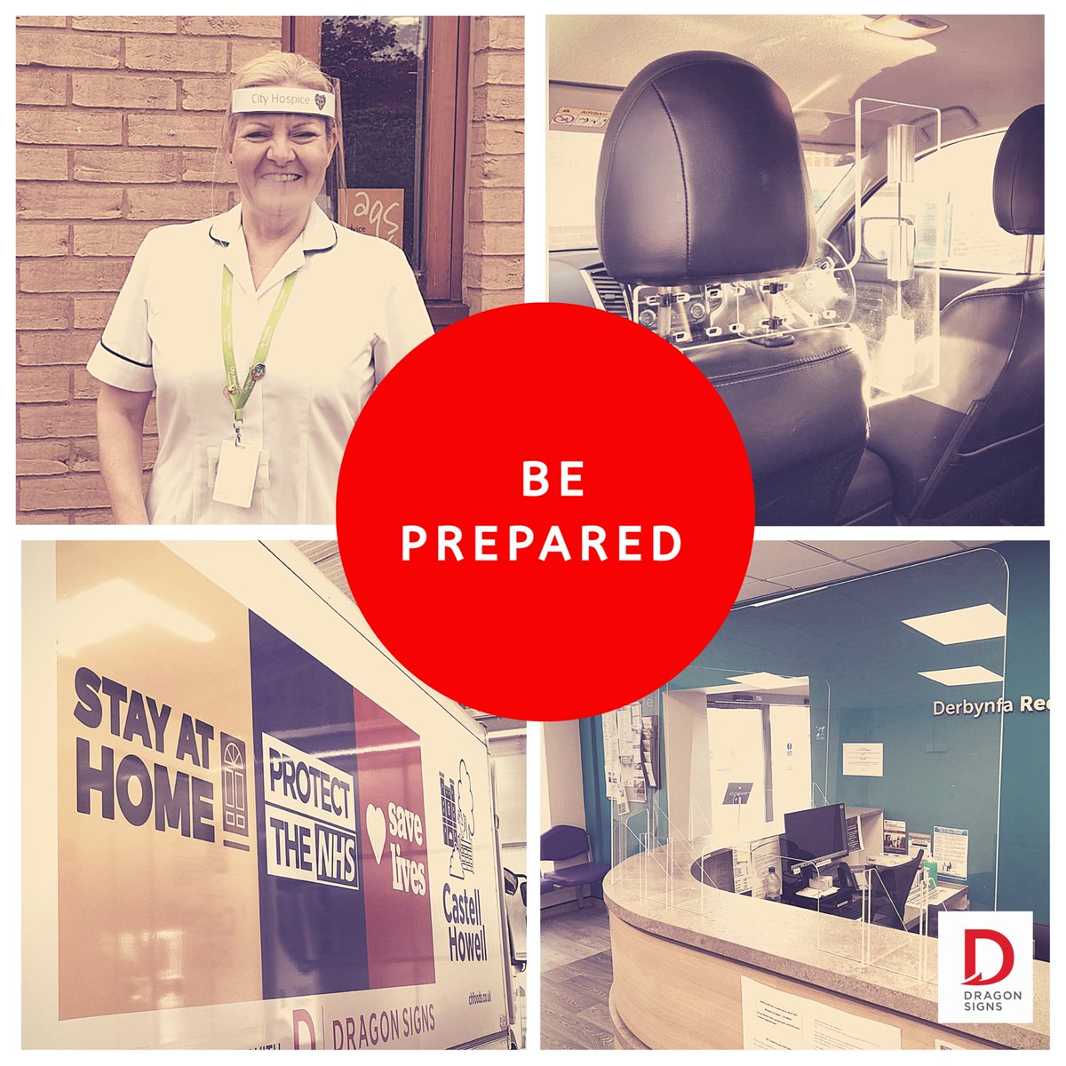 Dragon_Signs's tweet image. Protect &amp;amp; communicate to reduce the spread of Covid-19 with safety signage, desk divides, sneeze screens and NHS compliant face visors. Image credit @CityHospice &amp;amp; @castellhowell - a pleasure supporting you!  #staysafe #ppe #officeprotection #sneezescreens #deskdivides #Wales
