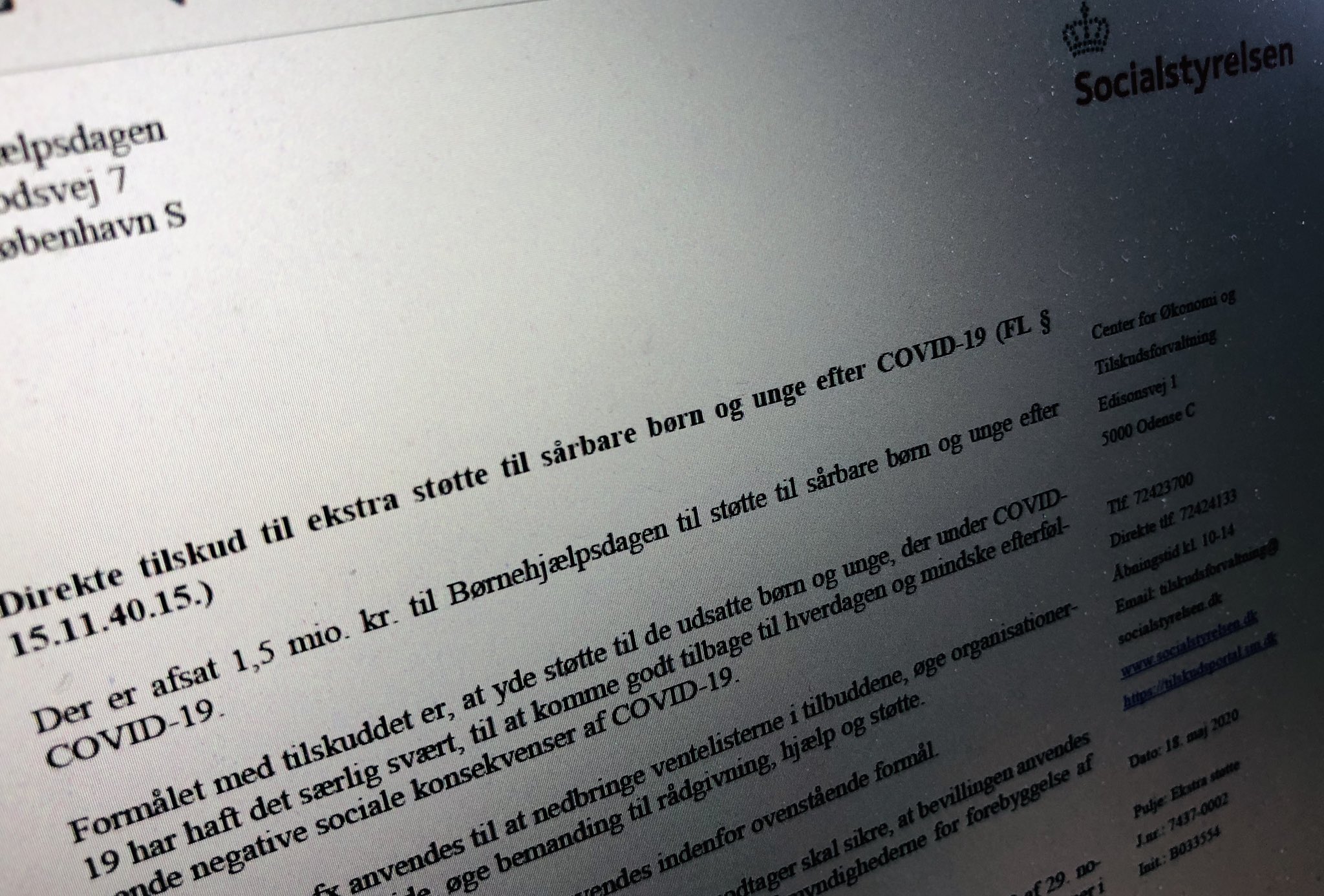 on Twitter: "Vi har netop et officielt bevillingsbrev @socialstyrelsen: Børnehjælpsdagen modtager 1,5 kr. til støtte til sårbare børn og unge efter COVID-19! Vi er MEGET taknemmelige og beærede.