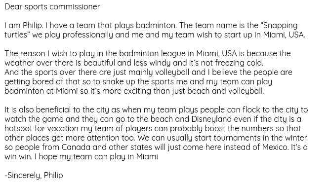MsSpecksClass's tweet photo. 1/3 It is #SportsWeek for us in Grade 5, and I am BLOWN AWAY by the letters my students wrote yesterday!  They created their own sports team and wrote a letter to the commissioner asking to be part of the league.  Unbelievable!  #KellsLife #DistanceLearning #RealLifeWriting https://t.co/jtgExYj3Iv