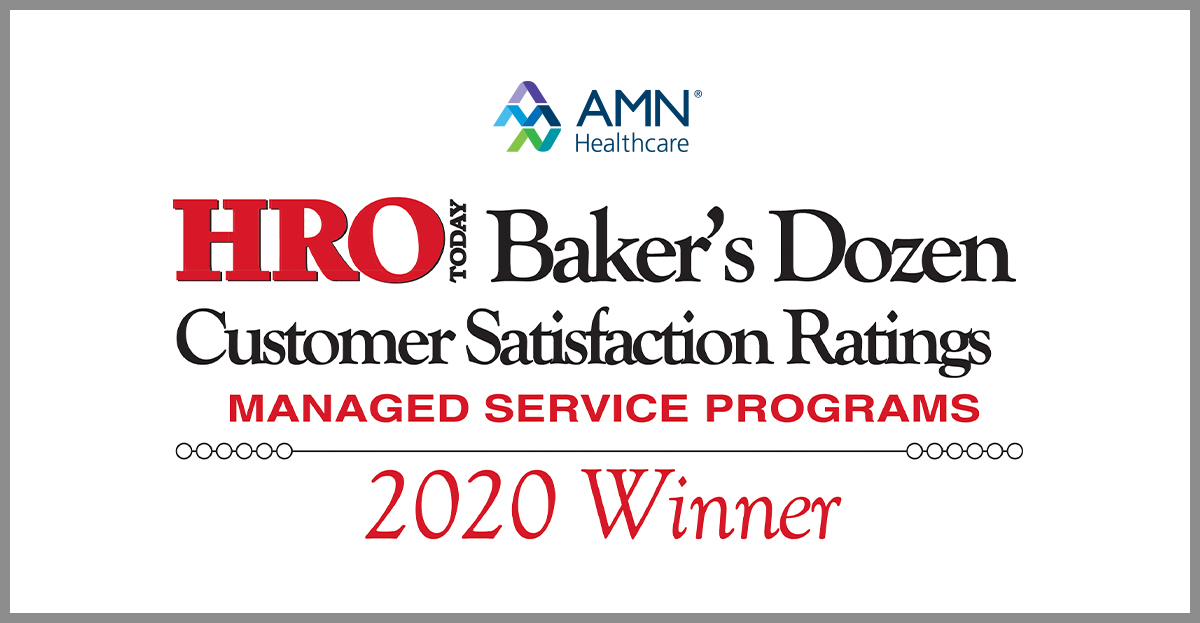 AMNHealthcare's tweet photo. AMN achieves highest ranking ever for healthcare Managed Services Programs in global HRO Today Customer Satisfaction Awards. The awards cover all industries worldwide -- a very challenging competition for a US-based, healthcare-only MSP provider. https://t.co/bkLNiA8BXV https://t.co/iWbW1wJHvl