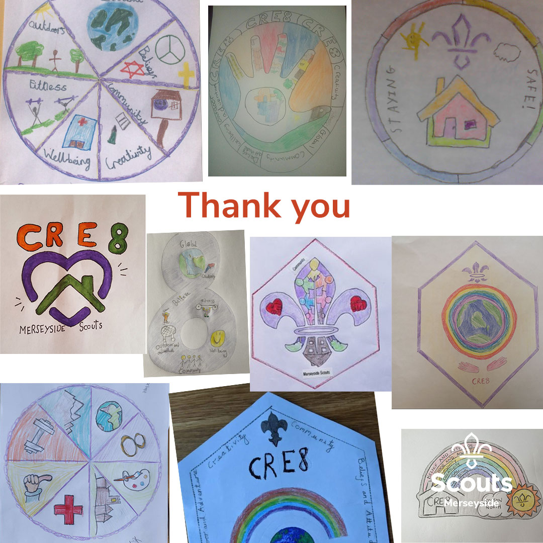 MerseysideScout's tweet photo. Thank you to all of those who entered the competition. George Ward, Fair Family, Ethan Burke, Aides Cray, Amy Smith, Joshua Banks, Ashton Chipchase, Daniel Toborne, Bailie Hutchenson and Noah Darton. Well done getting into the final 10! 
.
.
#badge #cre8challenge #scoutingathome https://t.co/DAlaeTrUWD