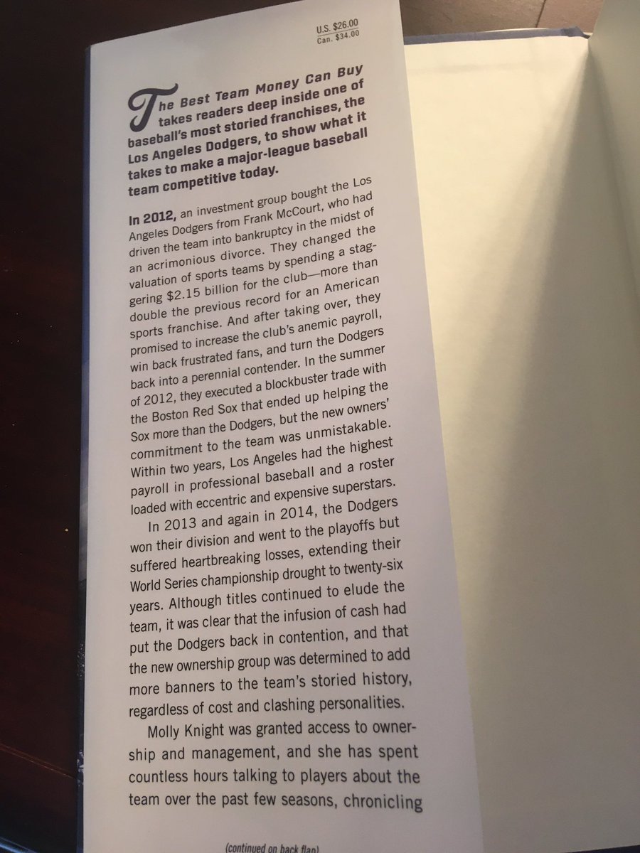 Suggestion for May 20 ... The Best Team Money Can Buy: The Los Angeles Dodgers’ Wild Struggle to Build a Baseball Powerhouse (2015) by Molly Knight.