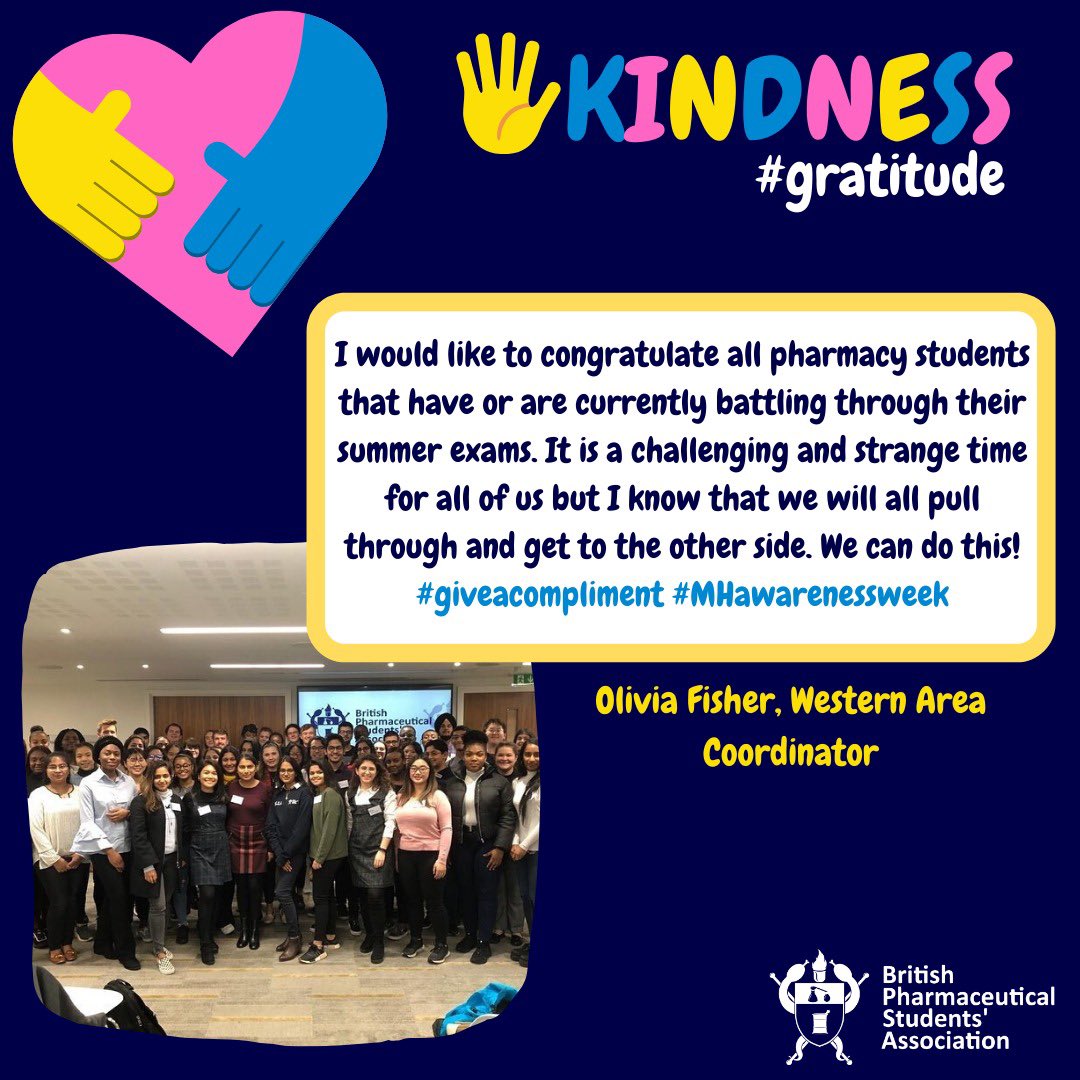 BPSA's tweet photo. Kindness is the theme for Mental Health Awareness Week 2020. This week, the @BPSA Executive are sharing their #gratitude during this COVID-19 pandemic. Who would you #giveacompliment to? #MHawareness week https://t.co/jv8yxxgsA1
