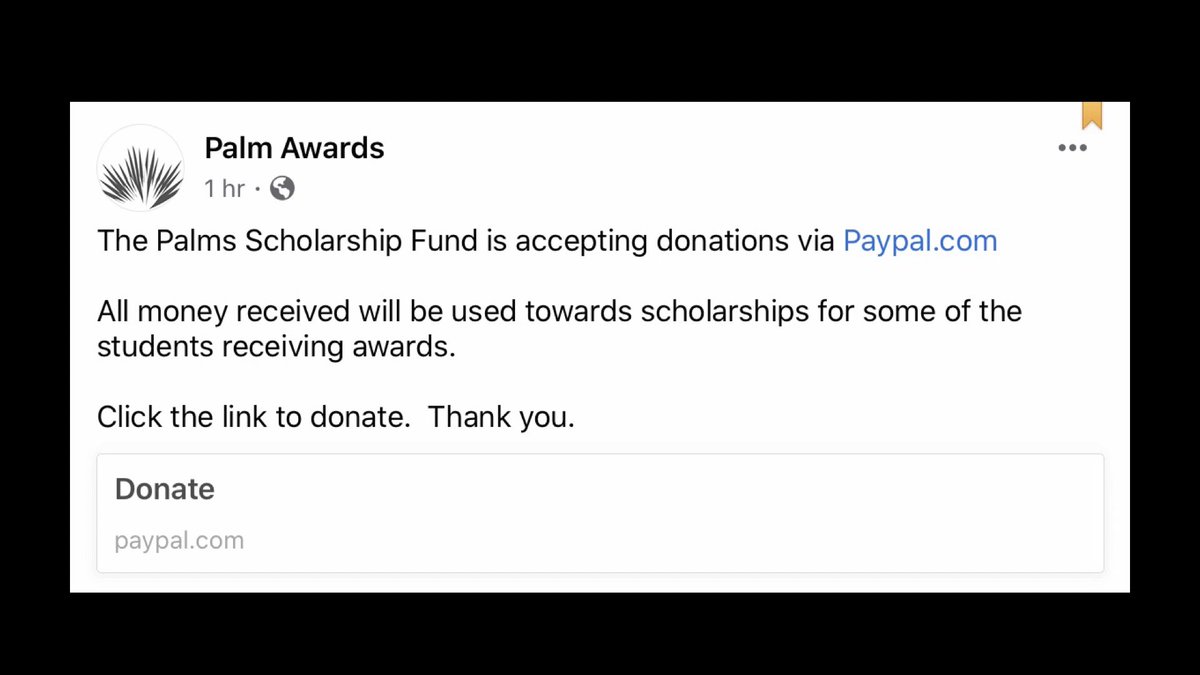Working towards funding each and every category. Please ask businesses you and your family frequent to consider donating to our Palms Scholarship Fund. #PalmScholarshipFund