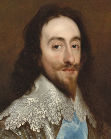 2) Charles I. After being advised by the Privy Council to boost his popularity with the common man, reluctantly orders the most expensive item from Gourmet Burget Kitchen. Proceeds to eat it with a knife and fork.