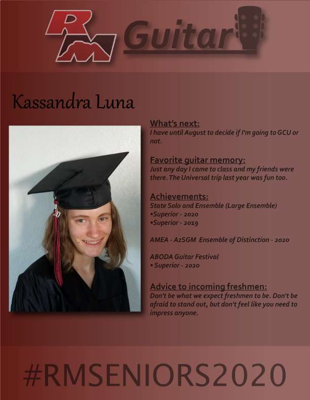 RMHS_Guitar's tweet photo. 🎸RMHS Guitar Senior Spotlight - Kassandra Luna🎸 #RMSeniors2020 #redmountainway #mpsaz https://t.co/rCQIErLwtA