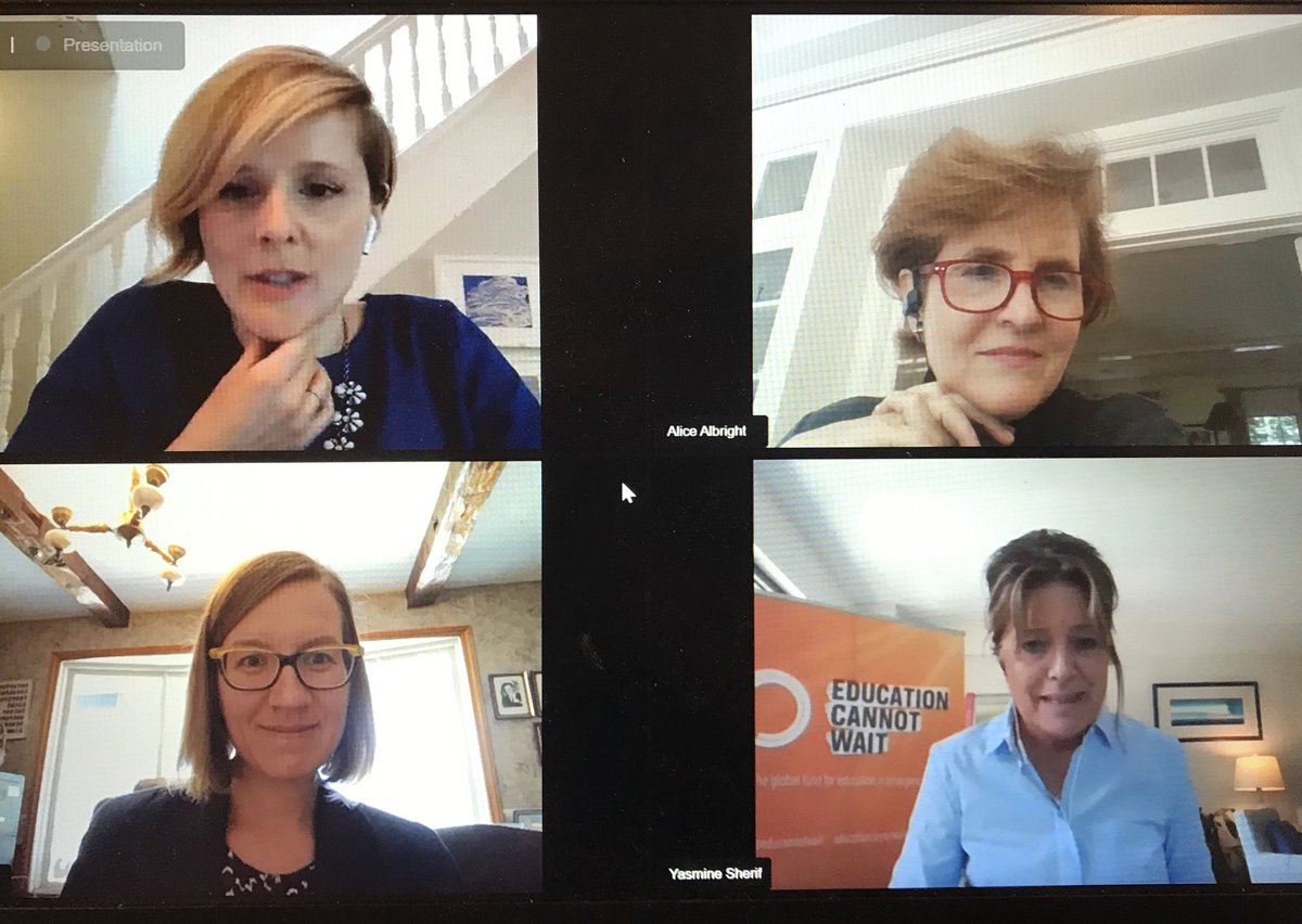 EduCannotWait's tweet photo. Learning to Live Together in Post-Covid World: #ECW Director @YasmineSherif1 speaks of urgent importance of prioritizing education in emergencies & bridging the humanitarian/development nexus @karinagould @alicealbright @jenniferslawich @CanadaDev https://t.co/IfQMkU31lO