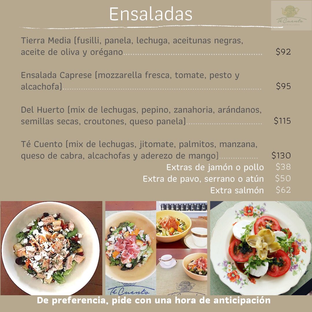 TeCuento2017's tweet photo. Con mucho amor  les compartimos un menú especial 😊, incluye: infusiones, pasteles, desayunos y nuevos platillos.
👉En Té Cuento pensamos en la salud de todas y todos, dándonos esos gustitos con calidad. https://t.co/cYe4SlPsEx