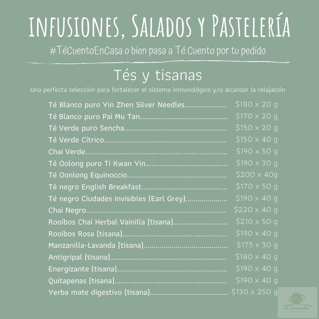 TeCuento2017's tweet photo. Con mucho amor  les compartimos un menú especial 😊, incluye: infusiones, pasteles, desayunos y nuevos platillos.
👉En Té Cuento pensamos en la salud de todas y todos, dándonos esos gustitos con calidad. https://t.co/cYe4SlPsEx