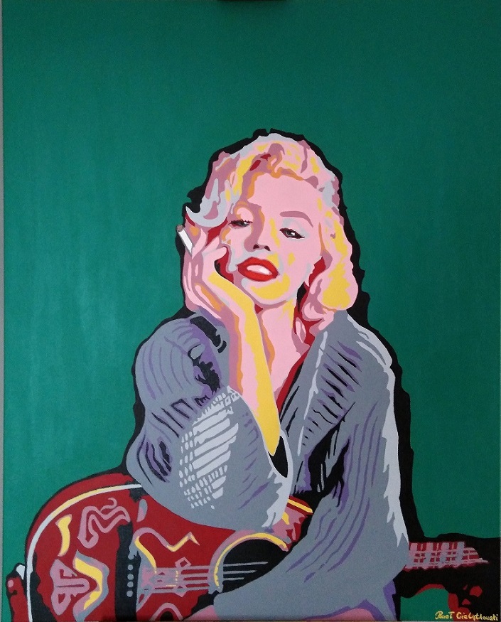 Piotr_i_Pawel_C's tweet photo. Marilyn Monroe z gitarą, akryl na płótnie 80x100 cm. #Marilyn #Monroe #gwiazda #filmowa #marilynmonroe #Hollywood #painting #gitara #guitar #PiotriPawełCielątkowski #star #bracia #Kwidzyn #gallery #actress #estrella #design #Polska #pipcx2 #artist #inspiracje #Jeane #Mortenson https://t.co/0S0As4fDJX