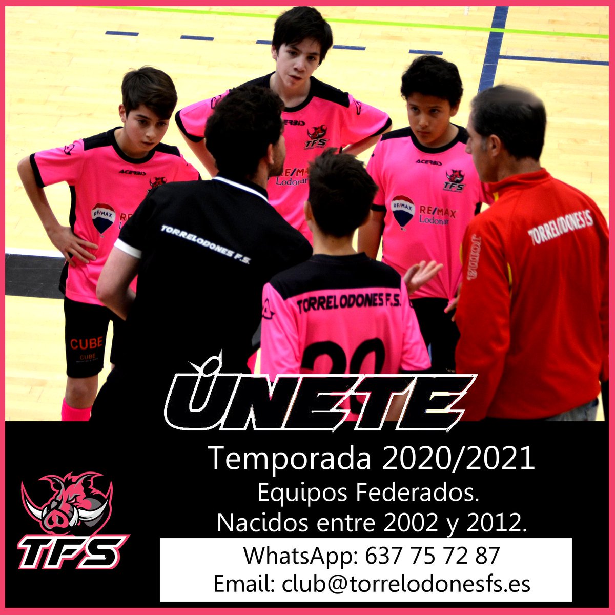 ⚽ ¡Únete! Ya estamos preparando la temporada 20/21. Si buscas practicar fútbol sala con los mejores entrenadores y jugar en la liga de @FEMAFUSA, somos tu mejor opción. WhatsApp: 637 75 72 87  Email: club@torrelodonesfs.es . ¡Te esperamos! ⚽ #GoBoars🐗 #Torrelodones #FutbolSala