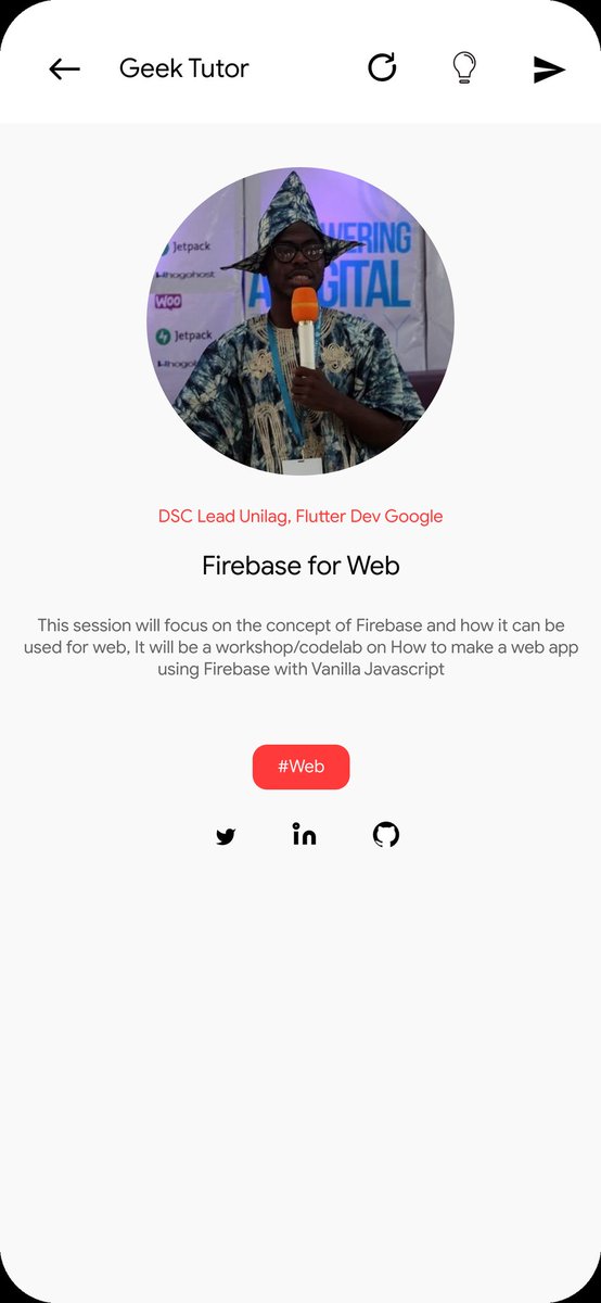 adeleke_azeez_'s tweet photo. In anticipation of the next #devfest I practiced with the reaction of the devfest app UI design.
@jamesagada and @jehimuan were my favorite speakers at #DevFest2019 lagos
@Geektutor @Aderinsola_O @AbdullahiCap @ozenua_john @i_davente @bruno_simon @ecxunilag @__kelvinblaze https://t.co/QNZtINfbMm