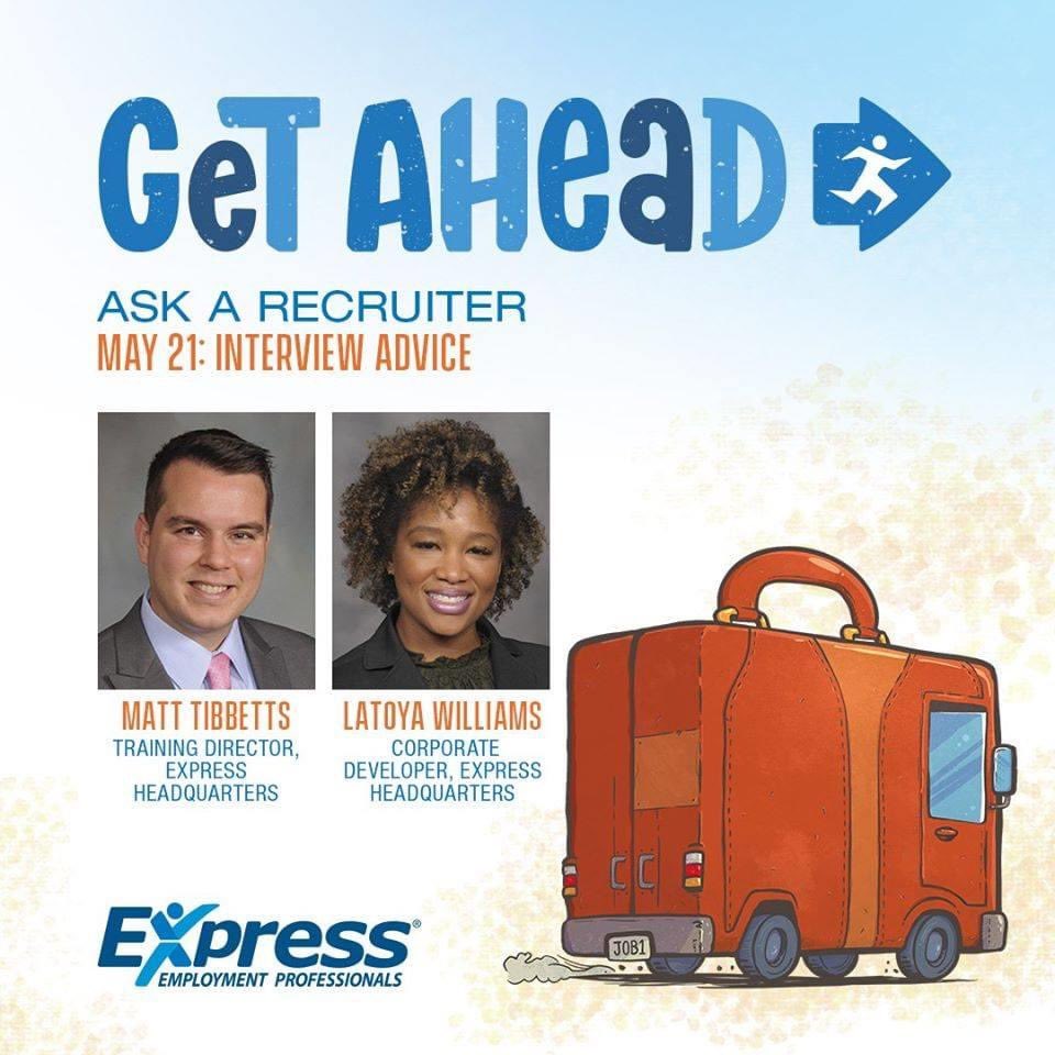 ExpressPros_TX's tweet image. Tune in tomorrow to get ahead and learn some interview tips!! #ExpressPros_BestofTX