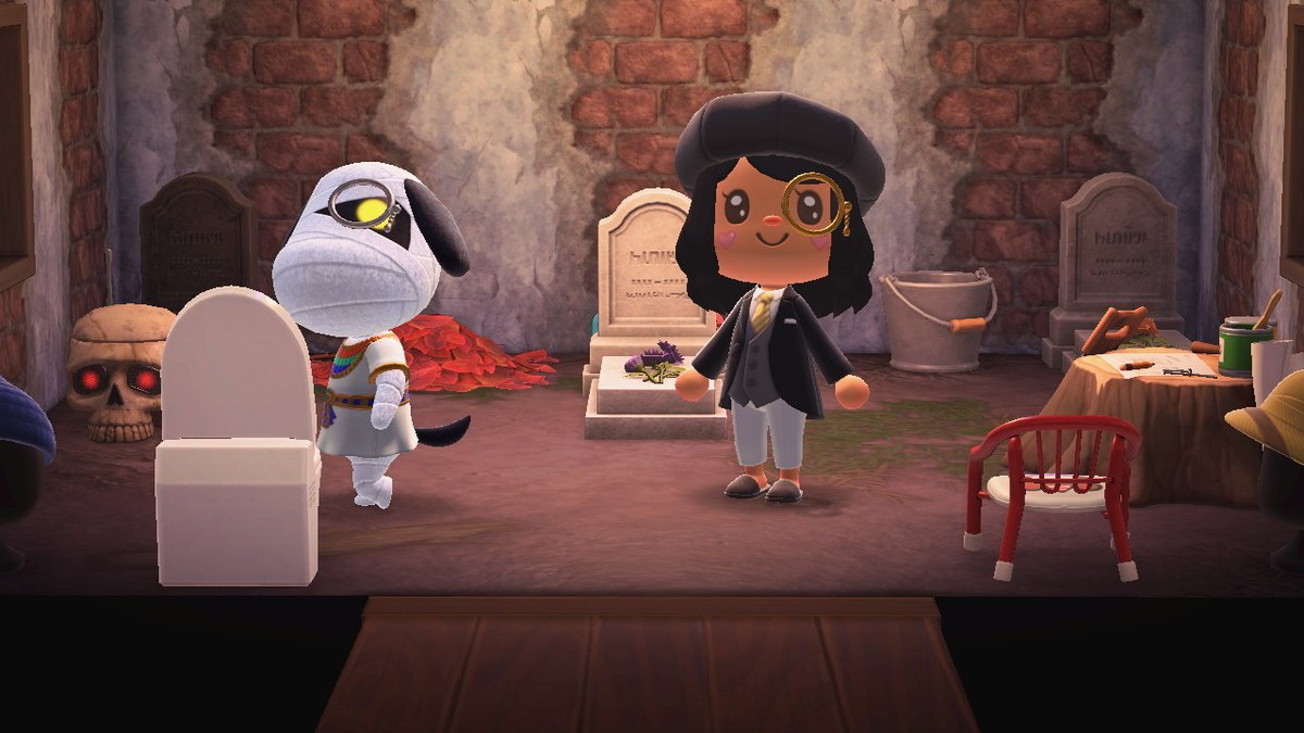 TiffLovesACNH's tweet photo. came to take a cute matching monocle photo withLucky & got more than i bargained for #pewp #AnimalCrossing #ACNH https://t.co/3gPSDjaoTg