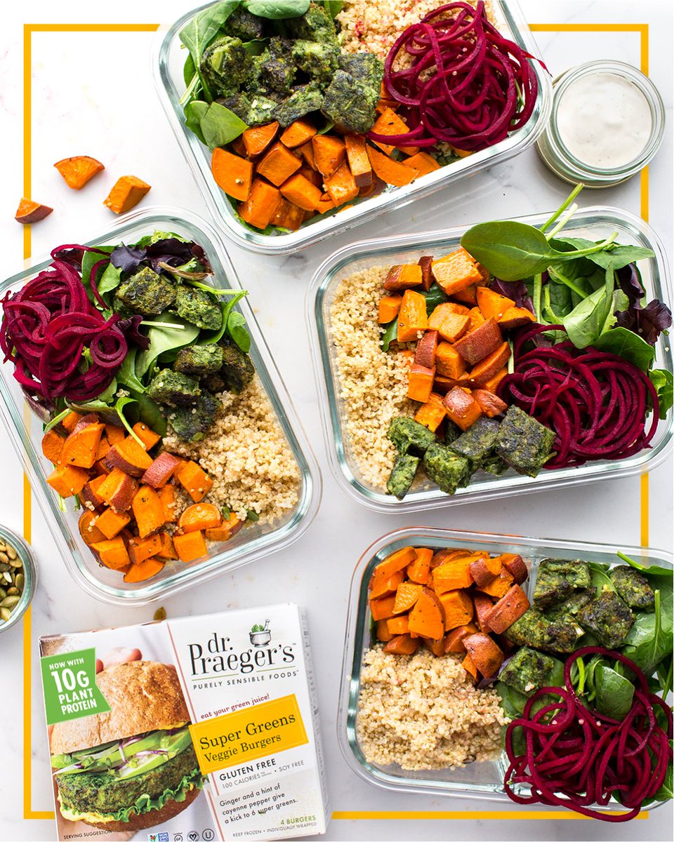 DrPraegers's tweet image. Super hero? We think you mean Dr. Praeger’s Super Green’s Veggie Burger – Now packed with 10 grams of plant-based protein per serving!🥦 #mealprep #mealprepmonday #mealprepinspo #supergreens #veggieburgers #superfoods #frozenfood