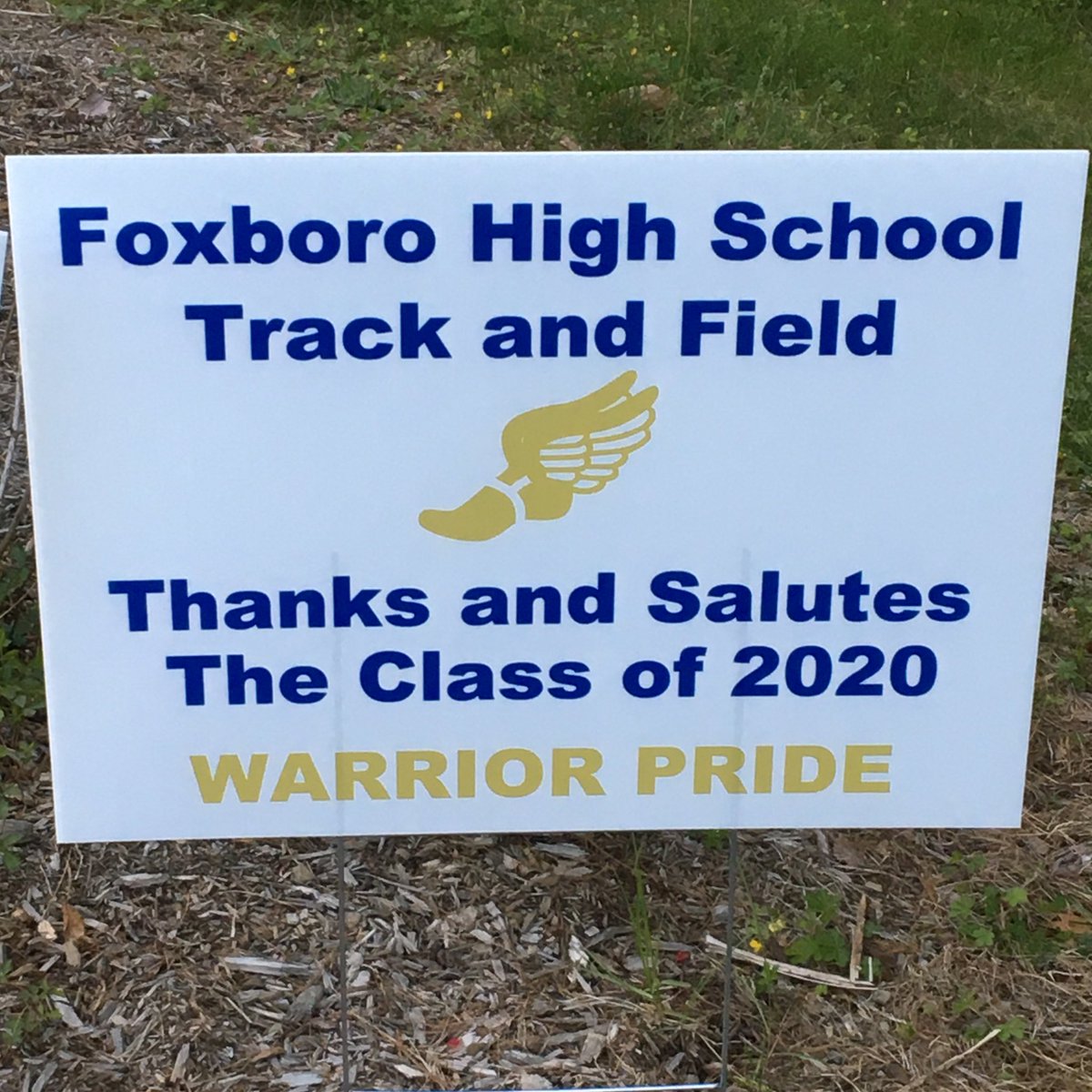 FoxboroXCTF's tweet photo. Many thanks to the Foxboro T&amp;F boosters, who got the juniors to decorate the seniors’ yards tonight.  Well done! https://t.co/yS2IlGhdD0