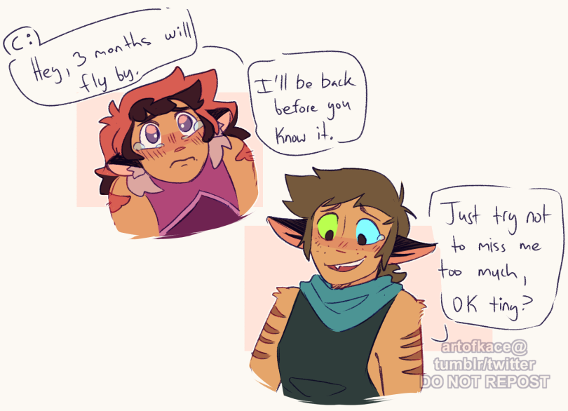 Another old ko-fi request with fankid content - Cora goes away on a trip and Nikala has... a bit of a growth spurt while they're gone xD