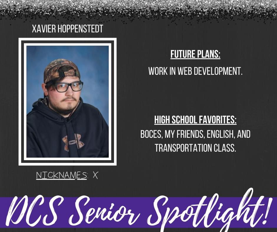 DCS is excited to SHINE THE LIGHT on our graduating seniors!
Senior Spotlight 🌟 Xavier Hoppenstedt