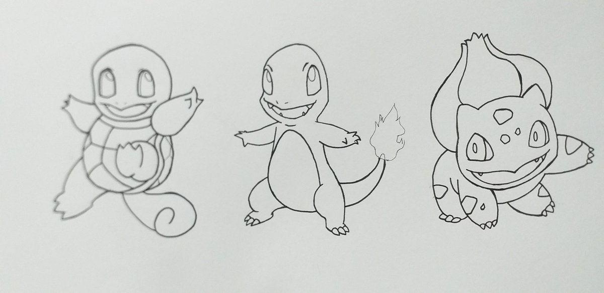 celso_art's tweet photo. O plano é desenhar todos os iniciais 😬 #pokemon #squirtle #charmander #bulbasaur https://t.co/kuL1zydPa0