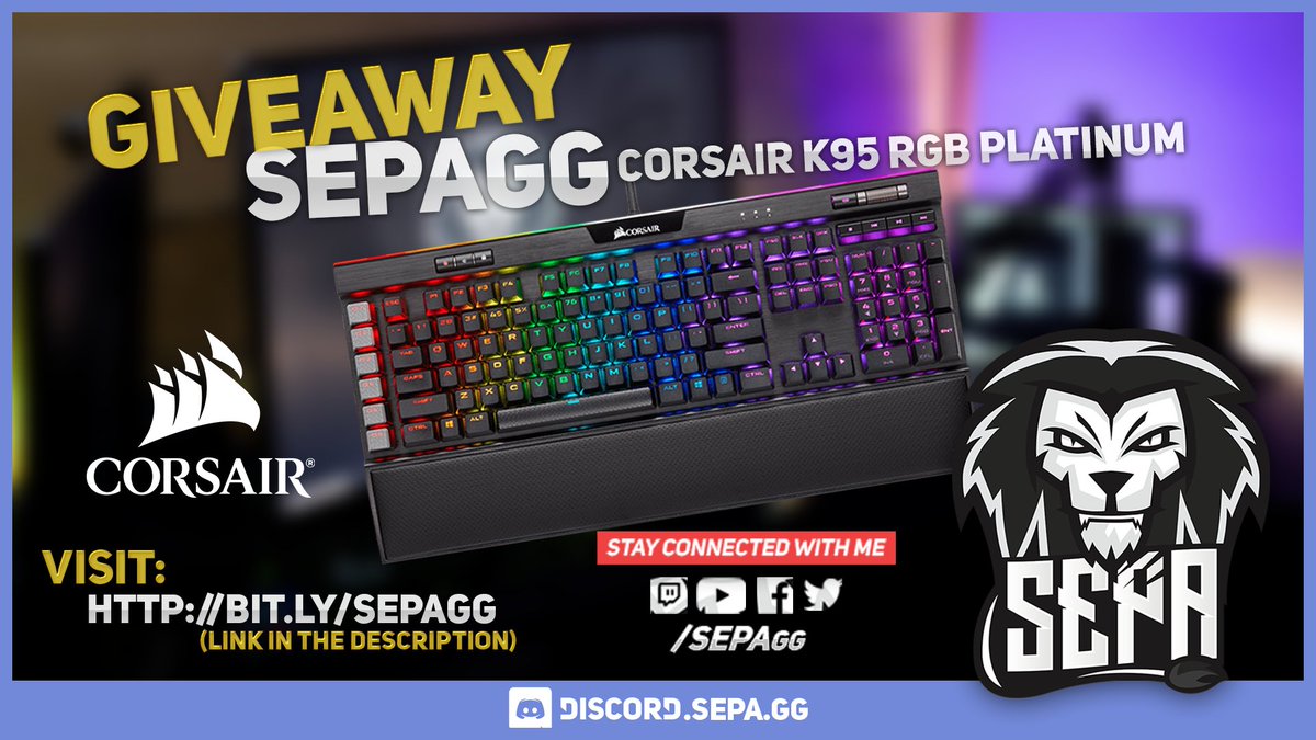 Win Corsair K95 RGB NOW! bit.ly/sepagg
Join as many entries you can to win!

*Keyboard will be deliver to your house directly from Amazon!

♥ SEPA.gg

RT &amp; Like this post :D
#giveaway #corsair #keyboard #gaming #gamer #twitch #gleam