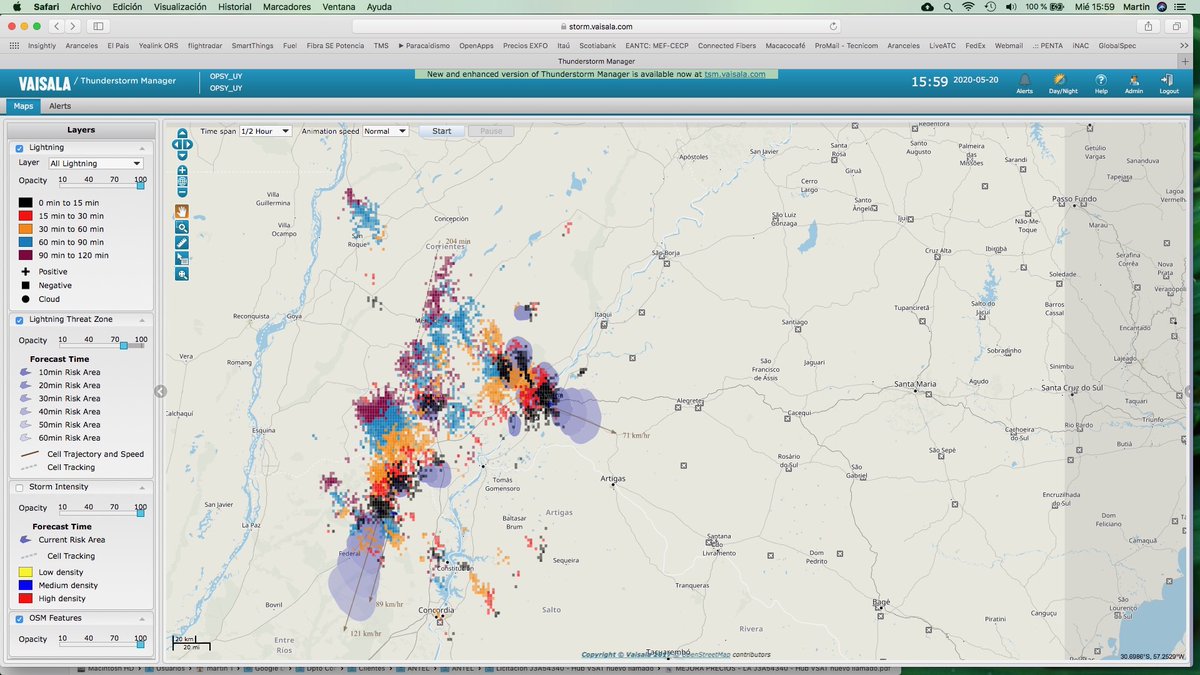 OpenSky_Uruguay's tweet image. “Por el sur y por el norte, se aproxima la tormenta”

@VaisalaGroup @MeteorologiaUy @sinae_oficial
 #lightningdetection #lightning