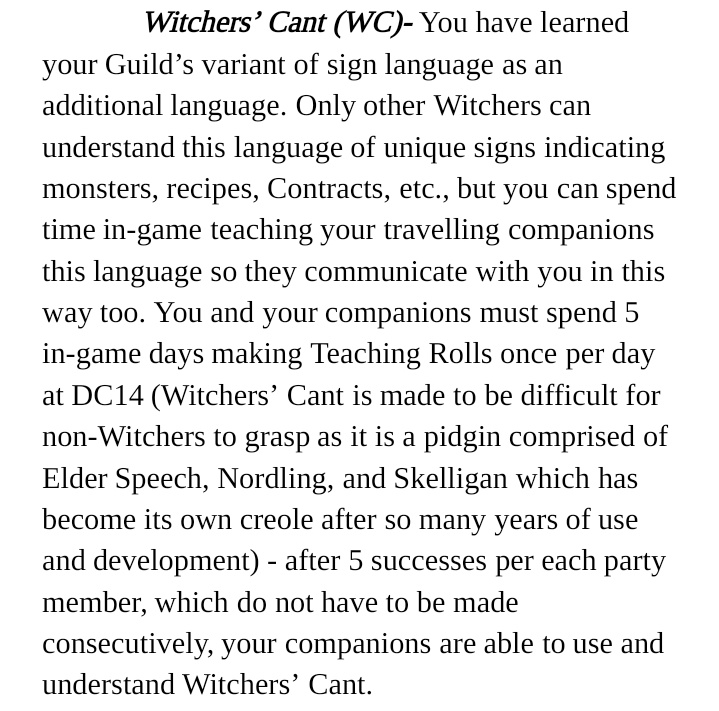 Here are some snippets of my most recent Witcher ttrpg homebrew; a pdf taking you through disability representation and how to sensitively and accurately portray a disabled character! The full (free to download) pdf will be available in June!