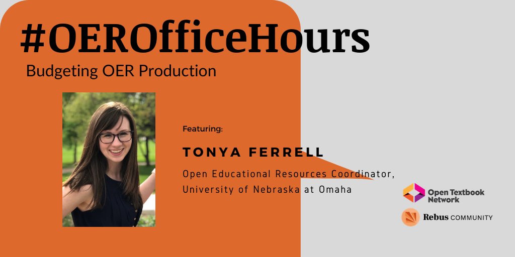 It's tomorrow!!!

Budgets get a bad wrap as boring, but we've got to tackle them. So let's do it together!

Tomorrow at 2pm ET, <a href="/open_textbooks/">Open Textbooks</a> and Rebus are hosting #OEROfficeHours on "Budgeting #OER Production" featuring <a href="/tjoferrell/">Tonya Olson Ferrell</a>

RSVP here: rebus.community/t/office-hours…
