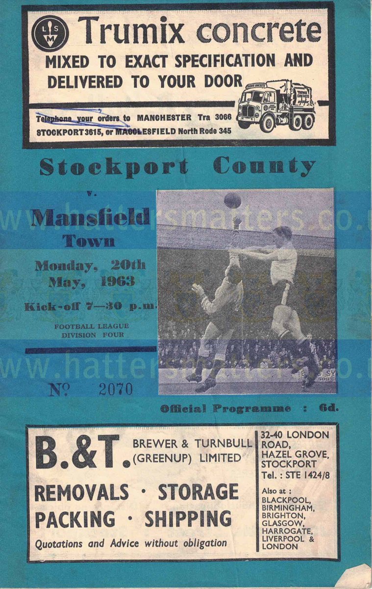 🆚 <a href="/mansfieldtownfc/">Mansfield Town FC</a> 
📆 Monday 20th May 1963
🏆  English Fourth Division
📍 Edgeley Park, Stockport
👤 3,637

➡️ Match info: bit.ly/3cRQ9Xh

#stockportcounty #mansfieldtown