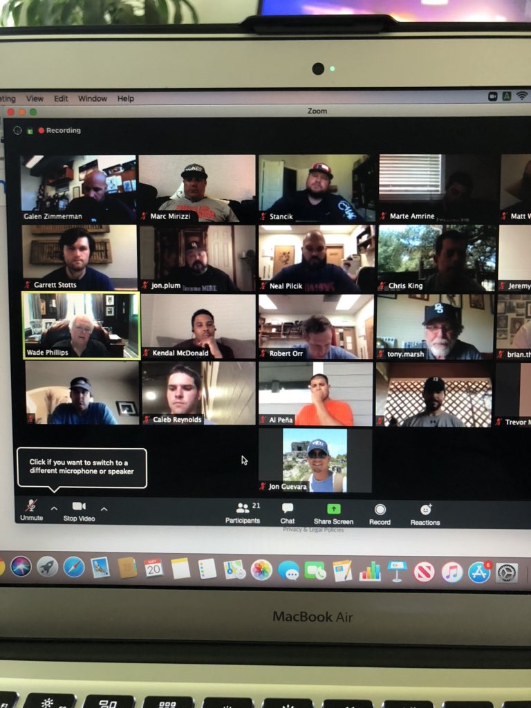 Pretty cool to have Wade Phillips talk defense during our Zoom meeting today💪☝️<a href="/DSISD/">Dripping Springs ISD</a> <a href="/DSMStigers/">Dripping Springs Middle School</a> <a href="/DSMSAthletics/">DSMS Boys Athletics</a>