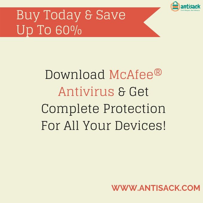 antisack's tweet image. Award-Winning Antivirus. Keep Your Identity Safe. Keep Your Devices Fully Viruses Free with New 2020 #McAfee® Antivirus Smiling face with sunglasses Buy Today &amp;amp; Save Up To 60% @ bit.ly/2xmXqeX