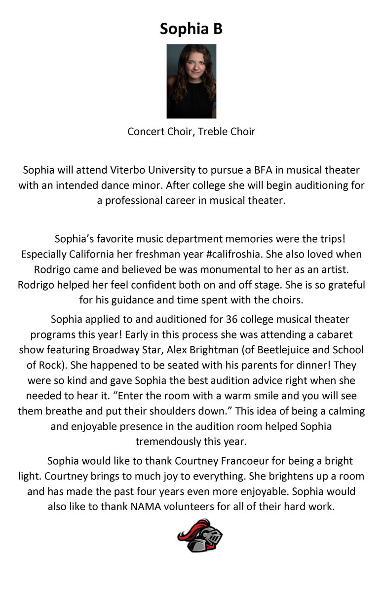 namamusic's tweet photo. Sophia, 36 auditions.  I think you are ready for ANYTHING this world throws at you.  And we can't wait to cheer you on as you hit the road - first stop, Wisconsin, and after that, the world!  Congratulations Sophia! https://t.co/XKHTBFIe3j