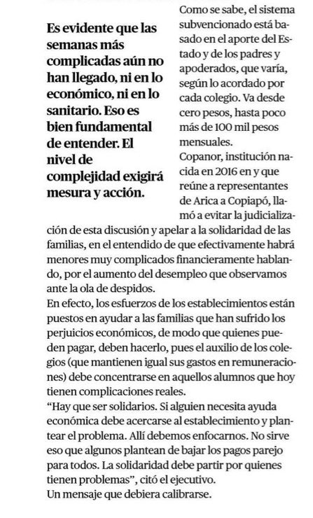 Los invito a leer la editorial del diario El Mercurio de Antofagasta del día de hoy