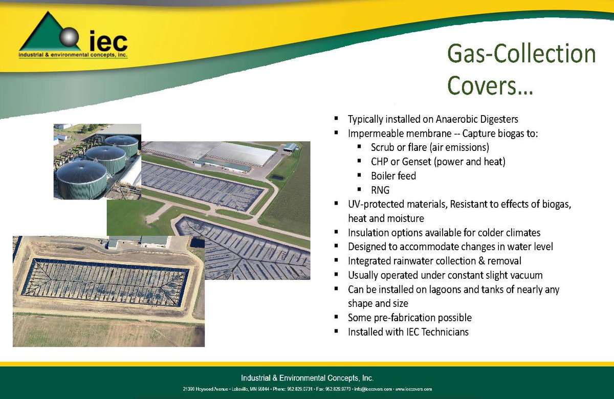 ieccovers's tweet photo. Biogas collection covers by IEC. Perfect for manure lagoons, meat packaging and processing plants, poultry facilities, food and beverage producers, and more!
#biogas #manure #lagoons #meatprocessing #poultry #dairyindustry #geomembrane #covers #iec #ieccovers #followus https://t.co/esefqT15NV