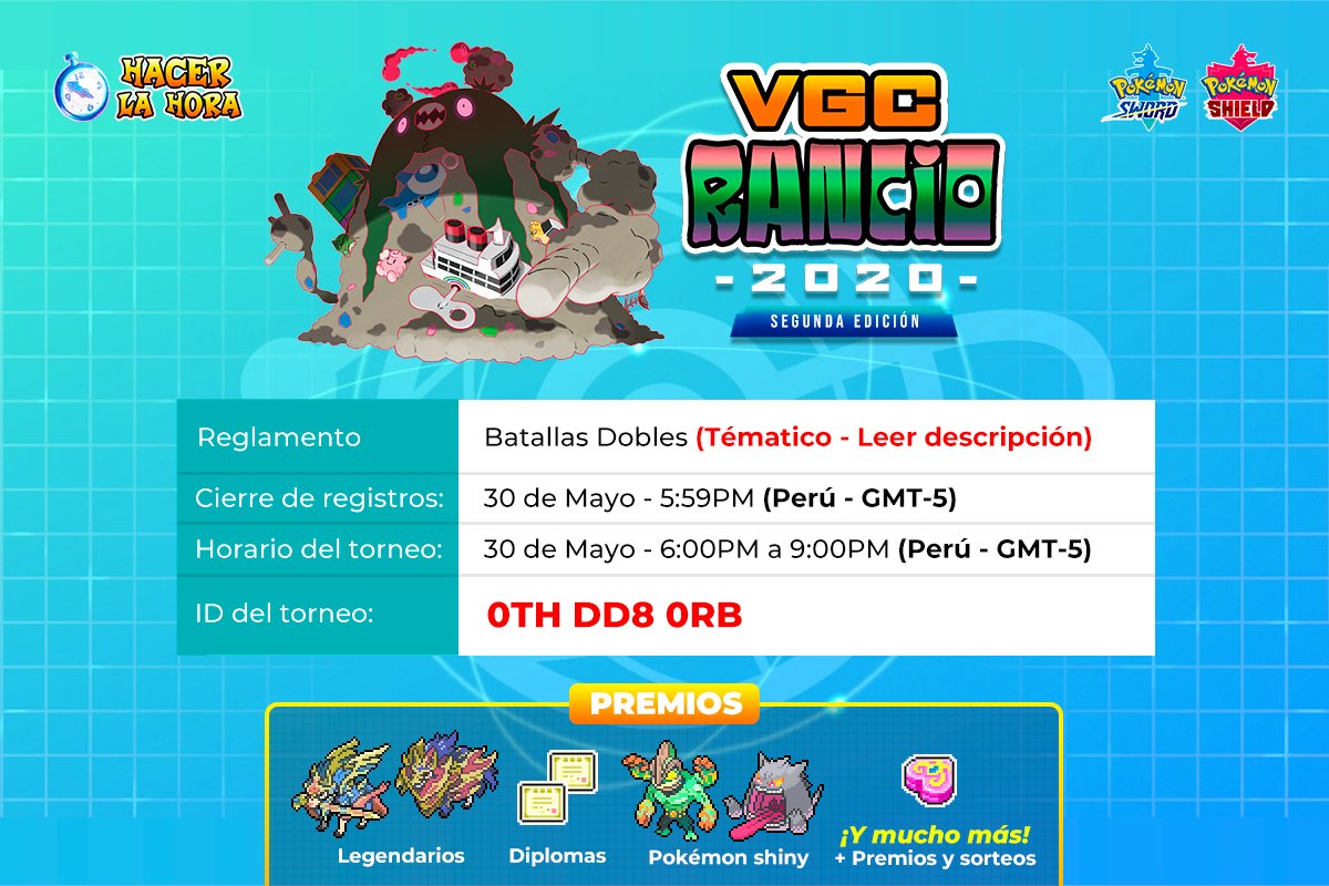 No hay primera sin segunda! 🐣 Llega la tercera competencia en línea: VGC Rancio 2020 (2da Edición). 🎮🌐 Prepárate para las más divertidas, emocionantes y raras batallas. 👾💥

🏆 Reglas, premios y más:
Más info 👉 bit.ly/VGCRancio2020-2