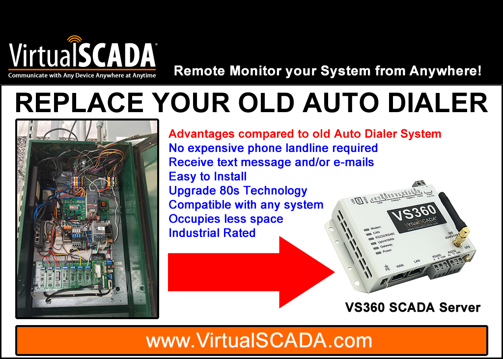 virtualscada's tweet photo. Replace your old auto dialer system with a SCADA Server, no expensive landline required, receive text messages and e-mails and monitor your system from anywhere on your mobile device #autodialer #irrigation #transducers #sensors #SCADA #modbus https://t.co/ZCJ0kpxBlB
