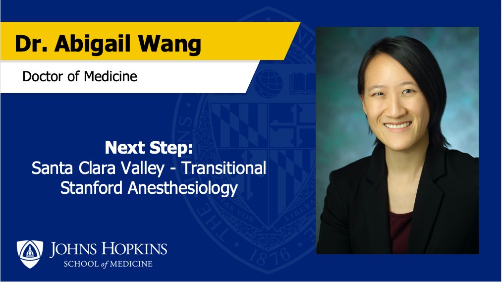 AbbyWangMD's tweet photo. Today's the day I graduate from @HopkinsMedicine. So thankful for my family, friends, and mentors for their support and guidance. I wouldn't be who I am today without you. Excited for my next steps with Santa Clara Valley Med and @StanfordAnes!
#JHUSOM2020 #GoHopMed https://t.co/LLyP8ia78q