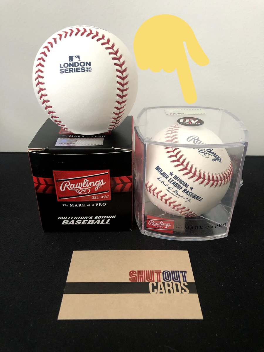 First up,  @ShutoutCards has completely SOLD OUT of these  @mlblondonseries 2020 balls in a presentation case.But we have one. And you could WIN ITEnter for £2 at  https://www.paypal.me/batflipsandnerds