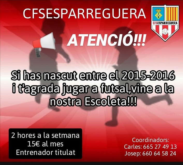 📌 T'agrada el futsal? has nascut entre el 2015-2016? doncs vine a formar part de la nostra escoleta!! forma part de la família del CFSE. T'esperem!!!
#cfse
#escoleta
#pqensagradajugarafutsal