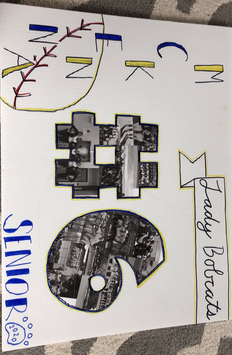 bobcatsBOOM's tweet photo. Our players were given their own yard signs to create and display at home to think about our season we wish we had. @kenna20002 McKenna’s turned out great! She is very crafty, take a look! 💙💛 https://t.co/37JXhKAI1p