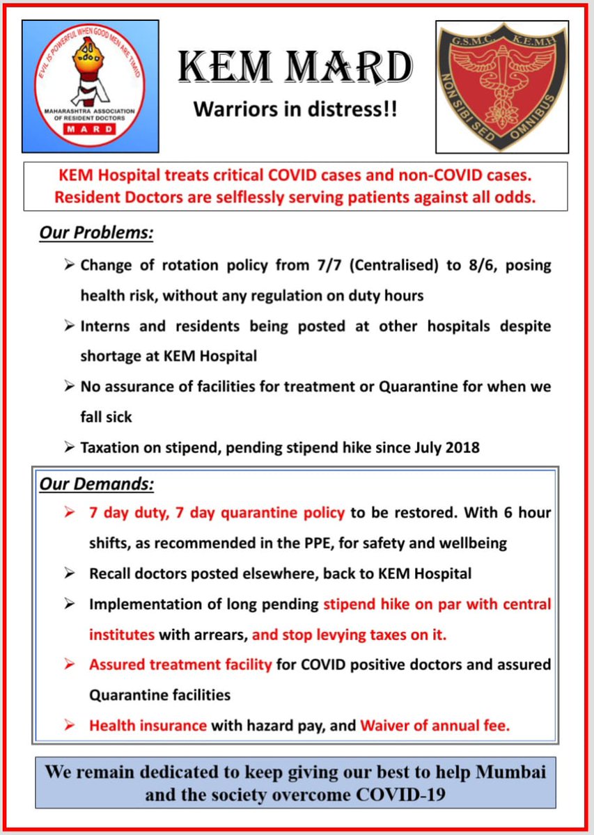 deepakmundhe's tweet photo. #QuarantineForResidents
#FacilitiesForFrontliners
#BasicsForBattlers
#KEM #Sion #Nair #MARD
#coronavirusinindia #Mumbai 
@CMOMaharashtra @AmitV_deshmukh @rajeshtope11 @AUThackeray @OfficeofUT @mybmc @DoctorsKem @anjali_damania @suchetadalal @abpmajhatv @TV9Marathi @TOIMumbai https://t.co/enXRmbOlGF